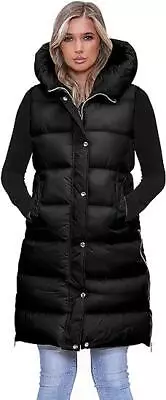Buy Womens Ladies Long Line Hooded Puffer Gilet Jacket Padded Vest Top Body Warmer • 24.99£