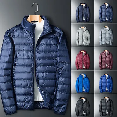 Buy Men Puffer Coat Bomber Jacket Down Outwear Activewear Lightweight Jogging Winter • 32.39£