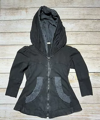 Buy Prairie Underground Cloak Hoodie Womens SMALL Black Grunge Gothic Cropped Sleeve • 32.50£