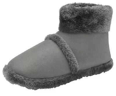 Buy Mens Dunlop Boot Slippers Grey Warm Soft Comfy Faux Fur Lining Outdoor Sole • 15.95£