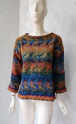 Buy Vintage Wild & Wooly Womens Medium 100% Pure Wool Hand Knit Sweater 3/4 Sleeve • 37.75£