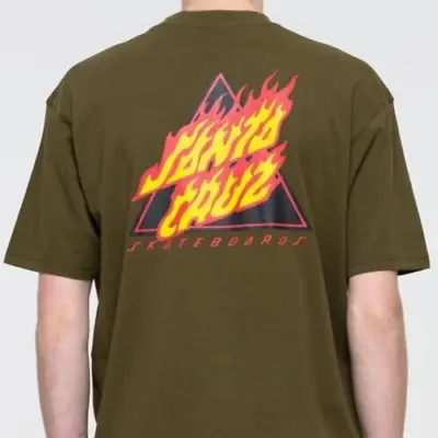 Buy SANTA CRUZ Lined Flamed Not A Dot T-shirt XXL 2XL Khaki STREET SKATE WEAR WOW • 27.99£