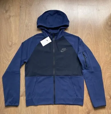 Buy Nike Tech Mens Fleece Hoodie Full Zip Jacket Jumper Size M Navy/dark Blue • 59.95£