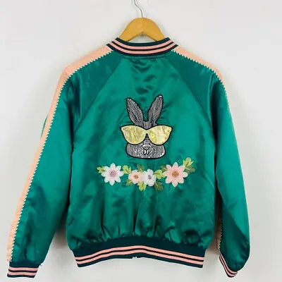 Buy Kitsch Bunny Rabbit Bomber Baseball Vintage Style Jacket Size 10 • 10£
