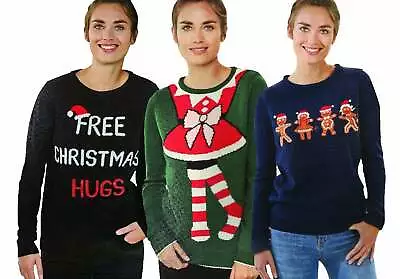 Buy Ladies Women Exclusive Christmas / Xmas Crew Neck Pullover Jumper Sweater New UK • 10£