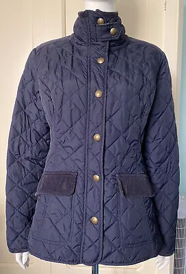 Buy AVENUE Ladies Navy Blue Padded Quilted Fitted Jacket Corduroy Trim Size Small • 5£