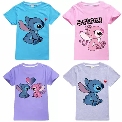 Buy Boys Girls Angel Stitch Cotton T-Shirts Kids Casual Short Sleeve T-Shirt Tops UK • 7.12£
