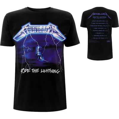 Buy METALLICA  - Unisex T- Shirt -  Ride The Lightning Tracks  - Black   Cotton • 17.99£