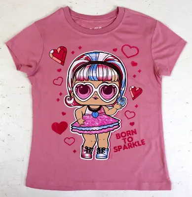 Buy Girls LOL Surprise T-shirt Size 6 Pink Glitter Born To Sparkle Hearts • 11.98£