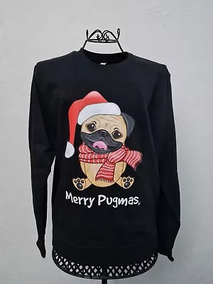 Buy  Christmas Jumper Black Pug  Size S Small • 20£