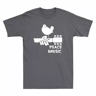 Buy Cotton Funny Men's Woodstock Peace T-Shirt Vintage & Music Music Festival Guitar • 13.99£