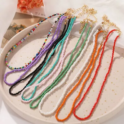 Buy Necklace Choker String Colourful Beaded Strand Womens Girls Beach Jewelry Gift • 2.39£