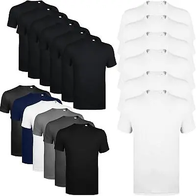 Buy Mens 6 Pack Shirts Plain Basic T Shirt 100% Cotton Top Assorted Multi Pack Tee • 16.99£