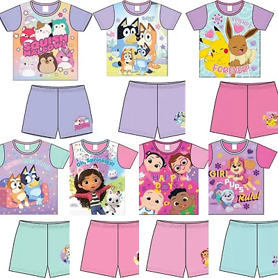Buy Girls Character SHORT Pyjamas Pjs Nightwear Sleepwear Kids Childrens Toddler Set • 8.49£