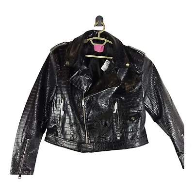 Buy Azalea Wang Womens Pleather Jacket Black Aussie Croc Size XL • 34.99£