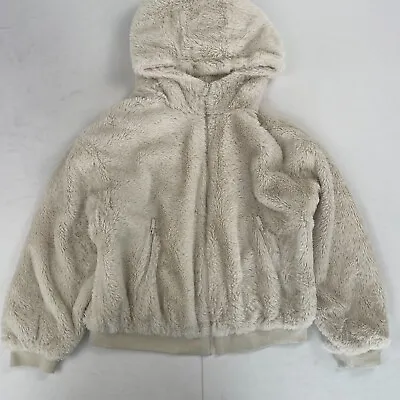 Buy Primark Teddy Coat Large White Short Jacket Fluffy Faux Fur Hooded • 6.47£