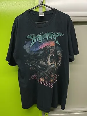 Buy Vintage 2000s Dragonforce Band Metal Promo Music Tour Faded Concert T-Shirt L • 36.99£