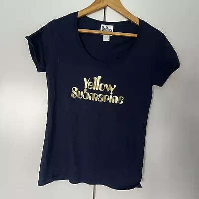 Buy Official The Beatles Ladies T-Shirt Gold / Navy Yellow Submarine Tshirt Tee Sz S • 7.50£
