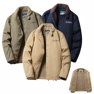 Buy Winter Mens Jacket Coat Deck Army Military Windproof Retro Warm Navy Thick Coats • 36£