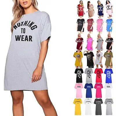 Buy Ladies Womens Nothing To Wear Tunic Pullover Oversized Baggy T Shirt Mini Dress • 5.99£