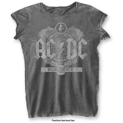Buy Ladies AC/DC Black Ice Burnout Official Tee T-Shirt Womens • 15.99£
