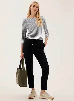 Buy Ladies Ex M&S Cotton Rich Striped Slim Fit 3/4 Sleeve Top Black White Stretch • 9.95£