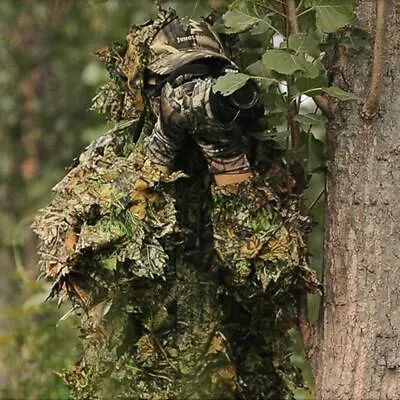 Buy Tactical 3D Leaf Woodland Cloak Ghillie Suit Outdo0r War Games Airsoft Poncho UK • 13.45£