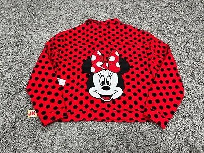 Buy NEW Disney Jacket Medium Red Black Minnie Mouse Polka Dot Jean Denim Embroidered • 57.90£
