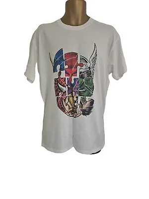 Buy Avengers Marvel Mens White Short Sleeve T-shirt Size L Gift Hulk Thor • 9.98£