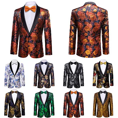 Buy Men's Suit Paisley Embroidery Casual Blazer Jacket Single-Breasted Wedding Prom • 47.99£