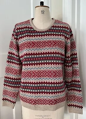 Buy Ness 'holly' Nordic Scandi Fair Isle 30% Wool Blend Knitted Jumper Sweater L • 14.99£
