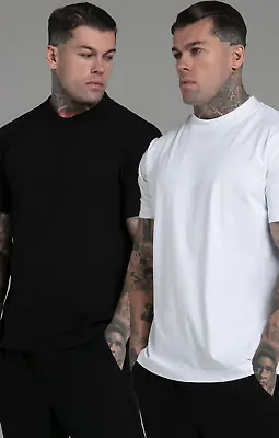 Buy SikSilk Men's Drop Shoulder Pack Of 2 T-Shirts Black White • 24£