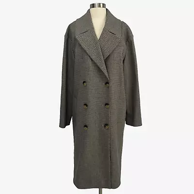 Buy Tibi Womens M Atticus Double Breasted Houndstooth Coat Wool Blend NWOT • 194.61£