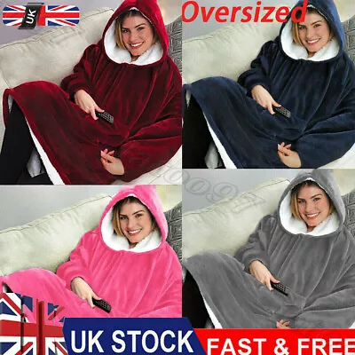 Buy Adult Hooded Snuggle Blanket Super Soft Fleece Sherpa Warm Wearable Hoodie Robe • 10.98£