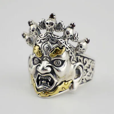 Buy Buddhism Deities Palden Lhamo Men's 925 Sterling Silver&Brass Ring Jewelry A3550 • 66.98£