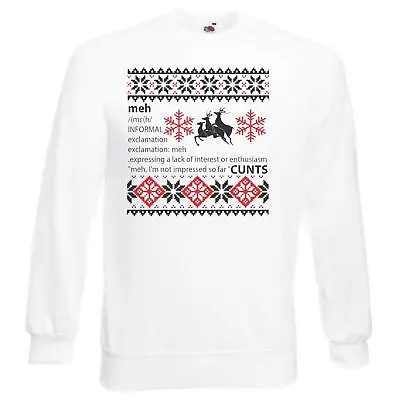 Buy Adults Meh Defined Dictionary Definition Reindeer Festive Christmas Jumper • 21.95£