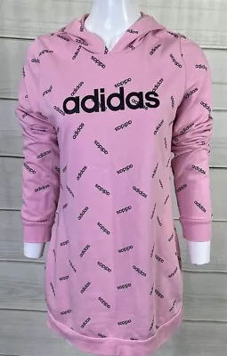Buy Adidas Women's Pink Logo All Over Print Tunic Hoodie Size Medium DW8019 A4405 • 18.21£