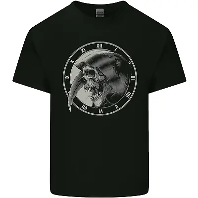 Buy Grim Reaper Clock Skull Biker Gothic Demon Mens Cotton T-Shirt Tee Top • 8.75£
