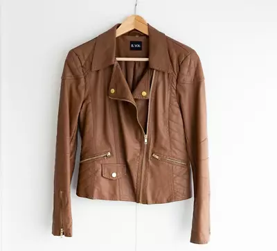 Buy B.YOU Jacket Size 10 Brown Leather Look Party Going Out Stylish Chic • 8£