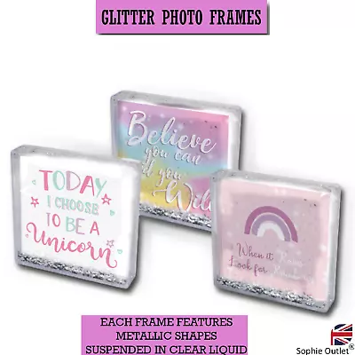 Buy GLITTER SPARKLE UNICORN PICTURE Photo Frames Frame Kids Novelty Gift Xmas NEW UK • 4.08£