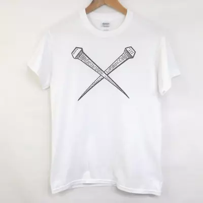 Buy Gildan Ultra Cotton T-shirt Size S White Crossed Nails Print • 2.99£