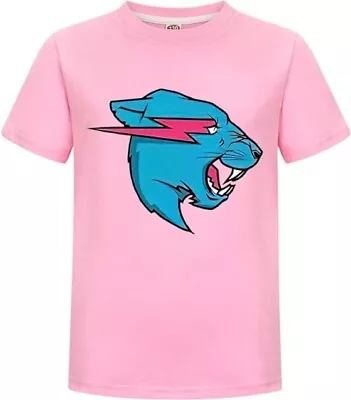 Buy Kids Mr Beast Lightning Cat Short Sleeve T Shirt Youtuber Merch Gamer Gift Top • 9.19£