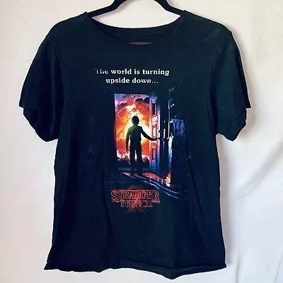 Buy Stranger Things 2 Women’s Black World Is Turning Upside Down Tee T Shirt XL • 2.90£