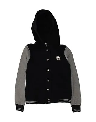 Buy CONVERSE Womens Hooded Varsity Jacket UK 10 Small Navy Blue Colourblock YG13 • 20.20£