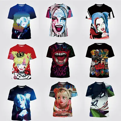 Buy Cosplay Suicide Squad ISEKAI Harley Quinn Joker 3D T-Shirts Adult Kids Sport Top • 9£