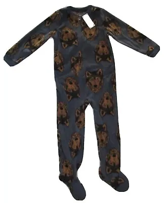 Buy Carters Fleece Footed Pajama Blanket Sleeper Size Kids 7 Or 12 Wolf Dog Blue • 21£