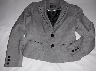 Buy Woman's Smart Jacket Blazer By DEBENHAMS Black White Check Size 14 Fully Lined • 4.99£