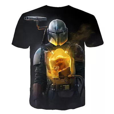 Buy Star Wars Mandalorian T-Shirt Kids Boys Girl Short Sleeve Shirts Summer Tops Tee • 9.89£