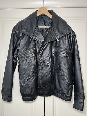Buy Vintage Classic Men’s Clothing Black Leather Biker Jacket Size Large Excellent • 39.99£