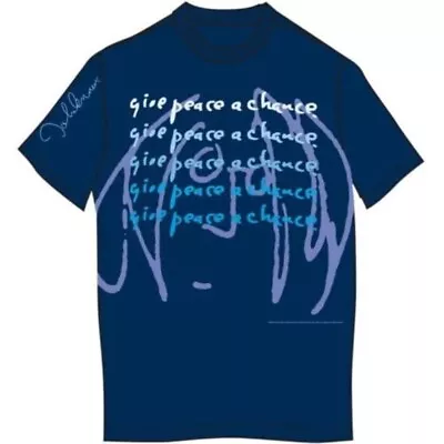 Buy Gildan John Lennon Give Peace A Chance Unisex Blue T-Shirt Medium • 12£